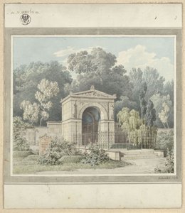 Zeitz. Utformning till gravmonument för Johann Friedrich Delbrück. Vy av Karl Friedrich Schinkel