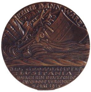 Medalj till minne av torpederingen av passagerarfartyget Lusitania den 7 maj av Karl Goetz