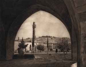 Jerusalem, utsikt över Oljeberget från tempelplatsen (s/v foto) av Karl Grober