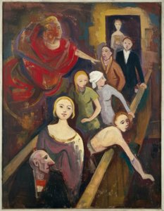 Auf der Treppe mit Engel