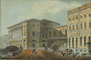 Utsikt över palatsvallen i St. Petersburg, första kvartalet av 1800-talet.