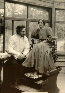 Författaren Leonid Andreyev med sin fru Alexandra Michailovna (s/v foto) av Karl Karlovich Bulla