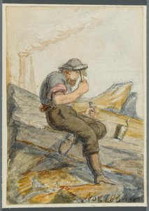Stenarbetare, 1864 (wc över svart media underritning)