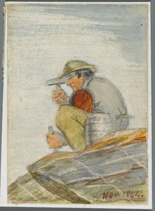 Stenarbetare, 1864 (wc över svart media underritning)