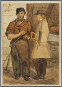 Two Stone Workers, 1864 (wc över svart media underritning)
