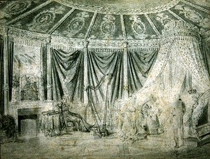 Kejsarinnan Josephines sovrum i Rueil-Malmaison (penna på papper)