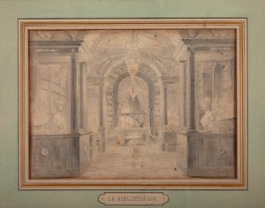 Napoleon i arbete i biblioteket på Chateau de Malmaison, ca 1806
