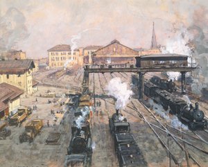 Wiens järnvägsstation (akvarell) av Karl Ludwig Prinz