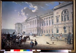 Det gamla Michel-palatset i Sankt Petersburg (Det gamla Michel-palatset i St Petersburg). Målning av Karl Petrovich Beggrov (1799-1875). Gouache på papper