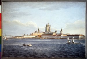 Smolny-klostret i Sankt Petersburg (Smolny-klostret i Sankt Petersburg). Teckning av Karl Petrovich Beggrov (1799-1875). Akvarell på papper