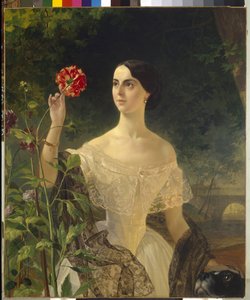 Porträtt av grevinnan Sophia Bobrinskaya, född Samoylova (1797-1866). Målning av Karl Pavlovich Briullov (Bryullov) (1799-1866), olja på duk av Karl Pavlovich Bryullov