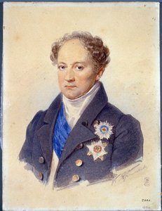 Porträtt av prins Alexander Nicolaievich Golitsyn (1773-1844). Verk av Karl Pavlovich Briullov (Bryullov) (1799-1852), akvarell på papper, cirka 1830. Rysk konst av Karl Pavlovich Bryullov