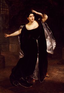 Giuditta Pasta (1797-1865), italiensk sopran, i Anna Bolenas galna scen, från opera av Gaetano Donizetti av Karl Pavlovich Bryullov