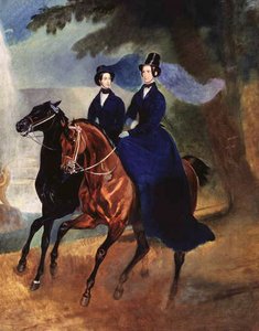 Porträtt av kejsarinnan Alexandra Fyodorovna med sin dotter, 1837