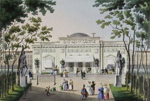 Café vid Sommarträdgården i St. Petersburg, 1800-talets första hälft.