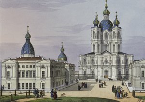 Uppståndelsens Smolnyjkloster i St. Petersburg, första hälften av 1800-talet.