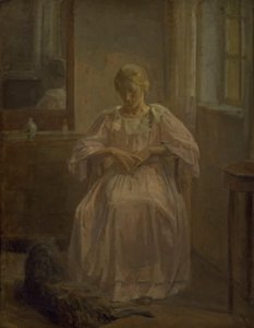 En ung tjej, Sophie Lofthus, med en hund