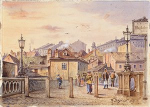 Magdalenabron över floden Wien av Karl Wenzel Zajicek