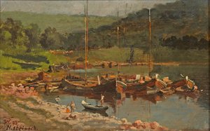 Karl Weysser - Fartyg i Neckarsteinach, 1893 av Karl Weysser