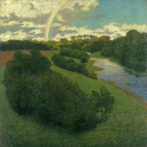 Landskap med en regnbåge i Alster av Karl Wilhelm Arthur Illies