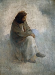 Självporträtt som Kristus, av Diefenbach, Karl Wilhelm (1851-1913). Olja på duk