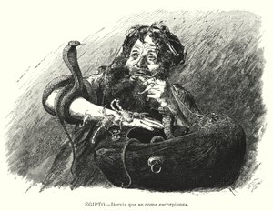 Dervisch som äter skorpioner, Egypten (litho)