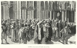 Middagsböner i Asyut, Egypten (litho)