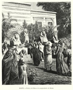 Portik av Egyptiska antikvitetsmuseet, Bulaq, Kairo, Egypten (litho) av Karl Wilhelm Gentz