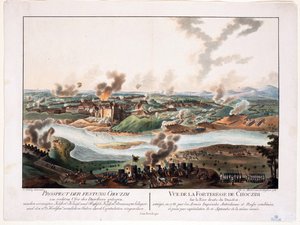Belägringen av Khotyn (Chocim, Chotyn, Hotin, Choczim ou Khotine, Ukraina) 1788 - Schuetz, Carl (1745-1800) - 1788 - Kopparstick, akvarell - 36,6x48,3 - Privat samling av Karl von (after) Schutz