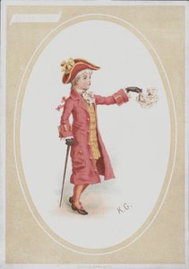 Pojke i röd kostym, viftande näsduk (färg litho) av Kate (after) Greenaway
