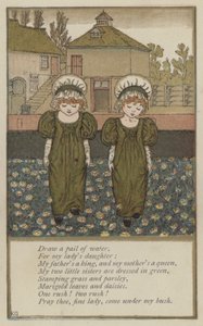 Dra en hink vatten (färg litho)