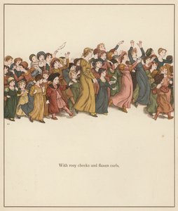 Kate Greenaway-illustration för The Pied Piper of Hamelin av Robert Browning (lito i färg) av Kate (after) Greenaway