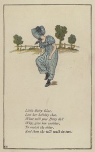 Little Betty Blue (färg litho) av Kate (after) Greenaway