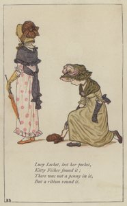 Lucy Locket, tappade sin ficka (färg litho) av Kate (after) Greenaway