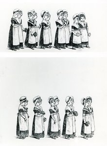 Välgörenhetsbarn, ca 1880 (gravyr) av Kate Greenaway