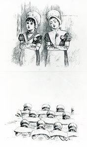 Välgörenhetsbarn, ca 1880 (gravyr) av Kate Greenaway