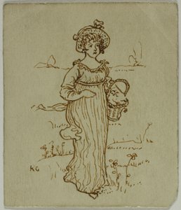Flicka med korg av Kate Greenaway