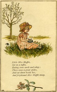 Little Miss Muffet illustrerad av Kate Greenaway