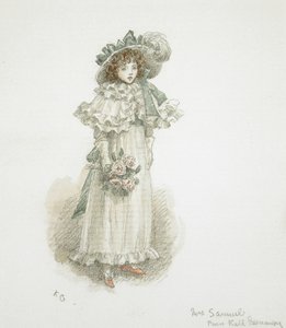 Studie av en fullt påklädd liten flicka av Kate Greenaway