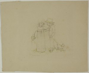 Två barn med hund av Kate Greenaway