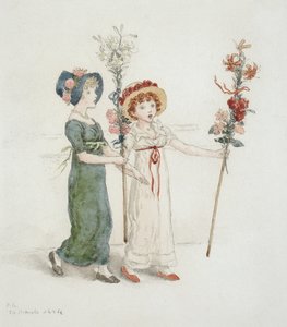 Två barn med käppar av Kate Greenaway