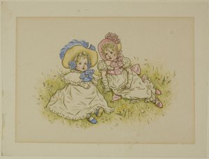 Två små flickor med huvar av Kate Greenaway
