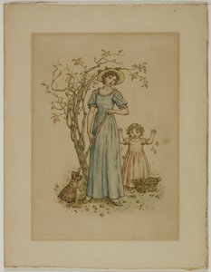 Kvinna med kvast och liten flicka av Kate Greenaway