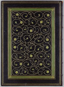 Omslag till "A Brief History of Printing" av Emery Walker (1851-1933) 1911 (läder och & guld) av Katharine Adams