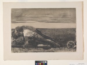 Die Pflüger (Plogmännen) (etsning och akvatint på chine collé) av Käthe Kollwitz