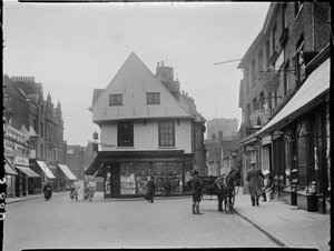 Market Place, St. Albans, St. Albans, Hertfordshire, 26/04/1928 (svartvitt foto)