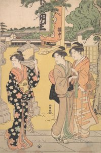 Mässbesökare i föreningen av ett buddhistiskt tempel, ca. 1789.