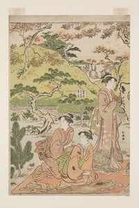 Titta på höstlöv vid Kaianji-templet (Kaianji no momiji-kari) (träblock i färg) av Katsukawa Shuncho