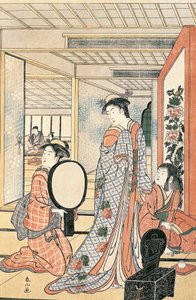 Kvinna framför spegeln, av Katsukawa Shunsho (1726-1792), Japanska civilisationen av Katsukawa Shuncho