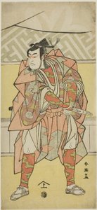 Skådespelaren Ichikawa Monnosuke II som Mori no Rammaru i "Muromacho Chronicle in Kana Script" ("Kanagaki Muromachi bundan") av Katsukawa Shun